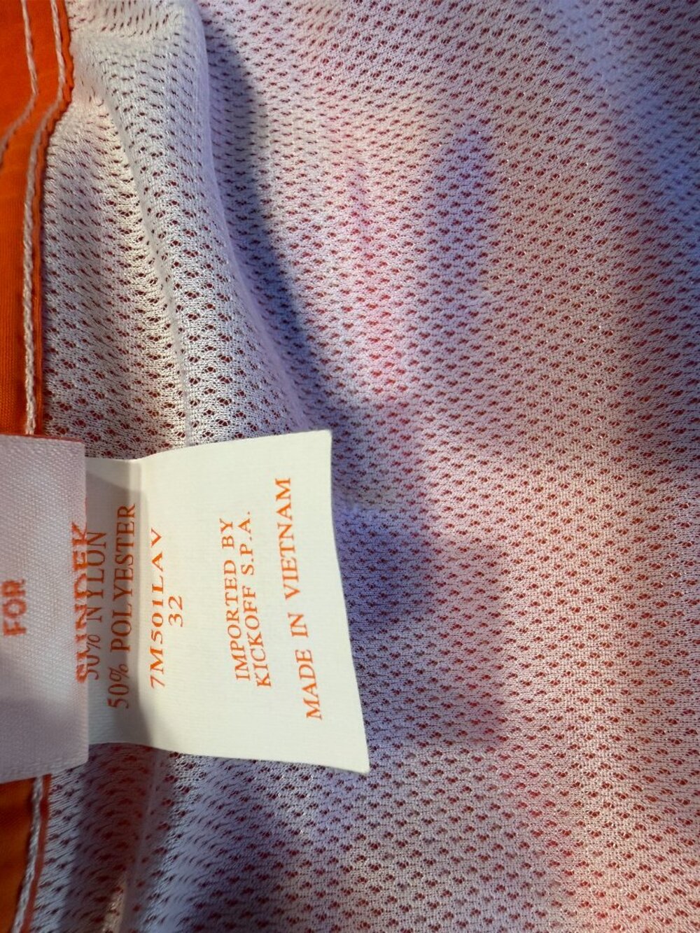 Sundek Men's Board Shorts Size 32 Orange Rainbow Stripe Swim Trunks - Picture 8 of 9